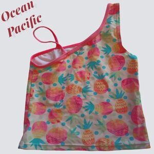 OP Coral & Blue Pineapple Tankini Swim Top Size 4-5